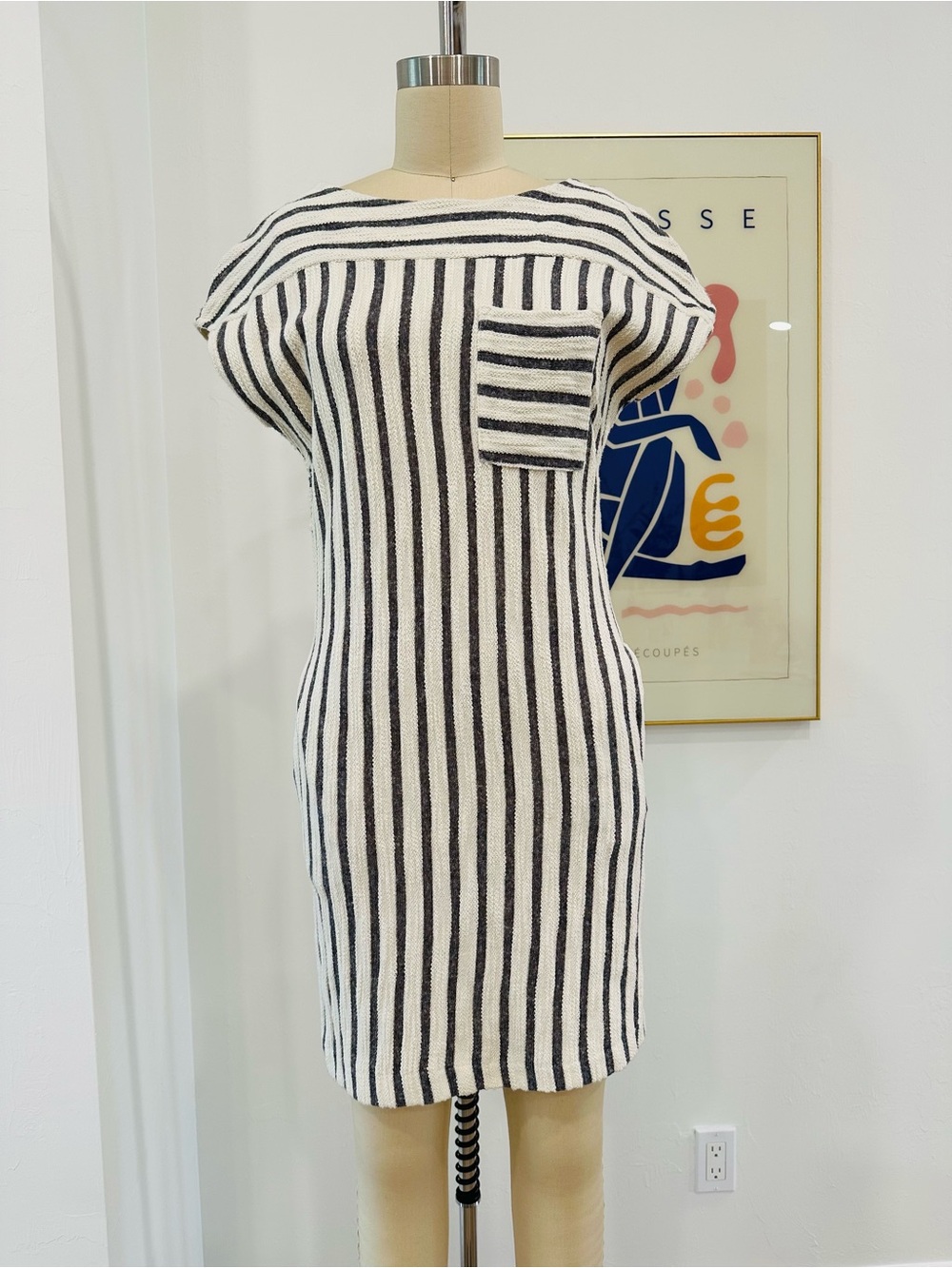 Olive & Oak Cream & Gray Striped Knit Dress